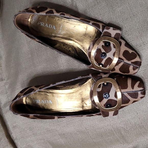 Prada Shoes - PRADA heels brown tan animal print size 7 1/2